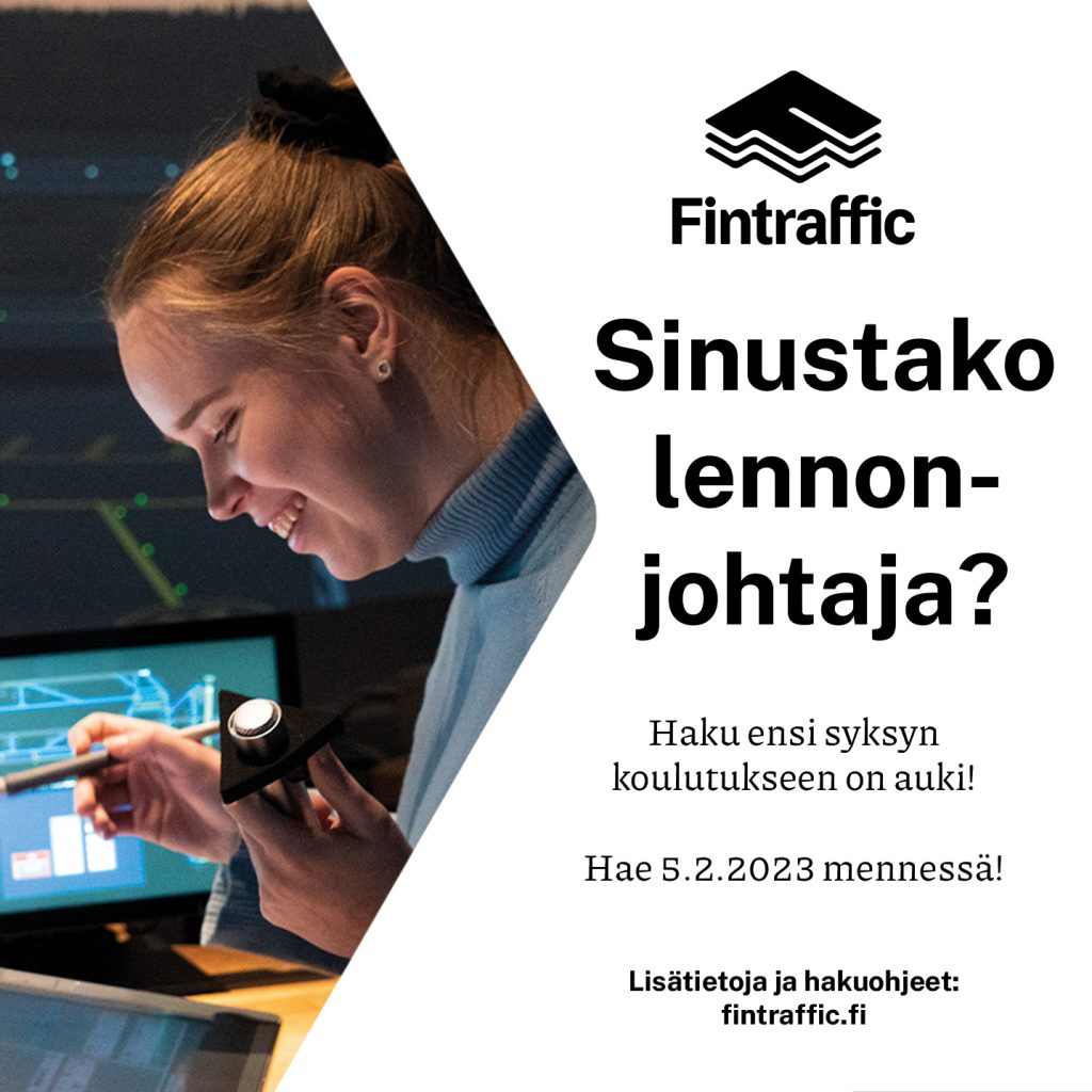 Sinustako lennonjohtaja? -mainosbanneri vuodelta 2022.